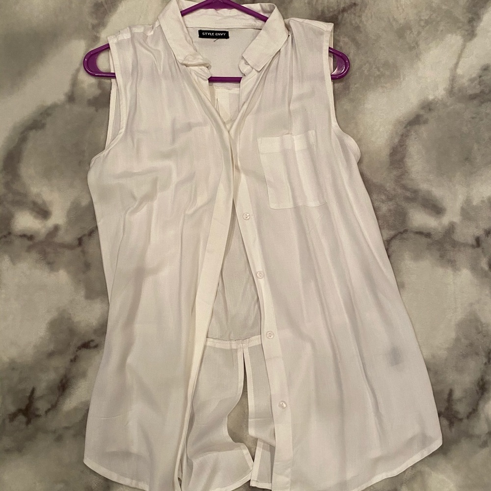 White button up tank